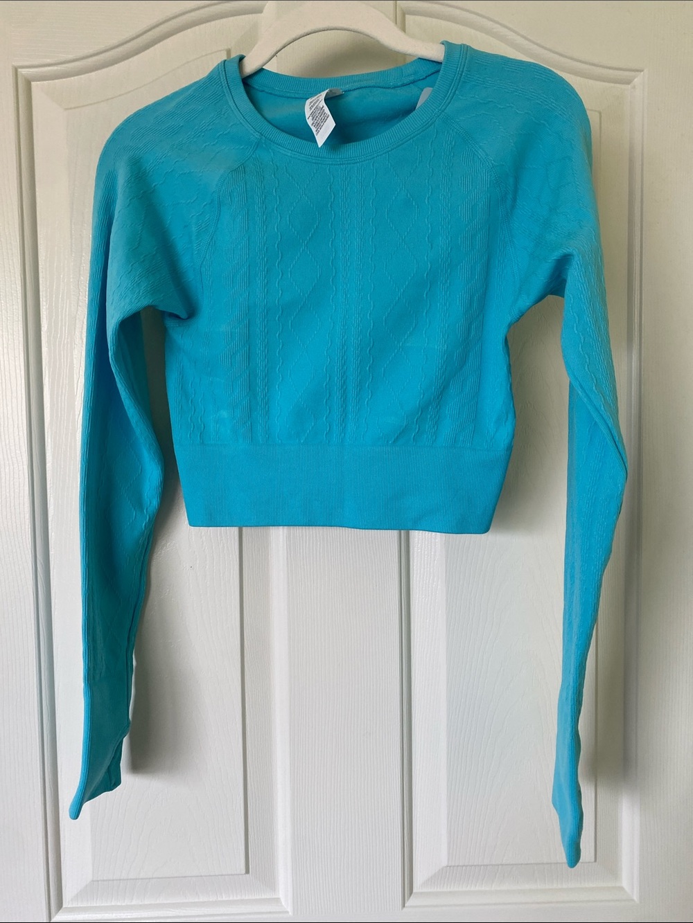 JoyLab Turquoise Long-Sleeve Knit Crop Top